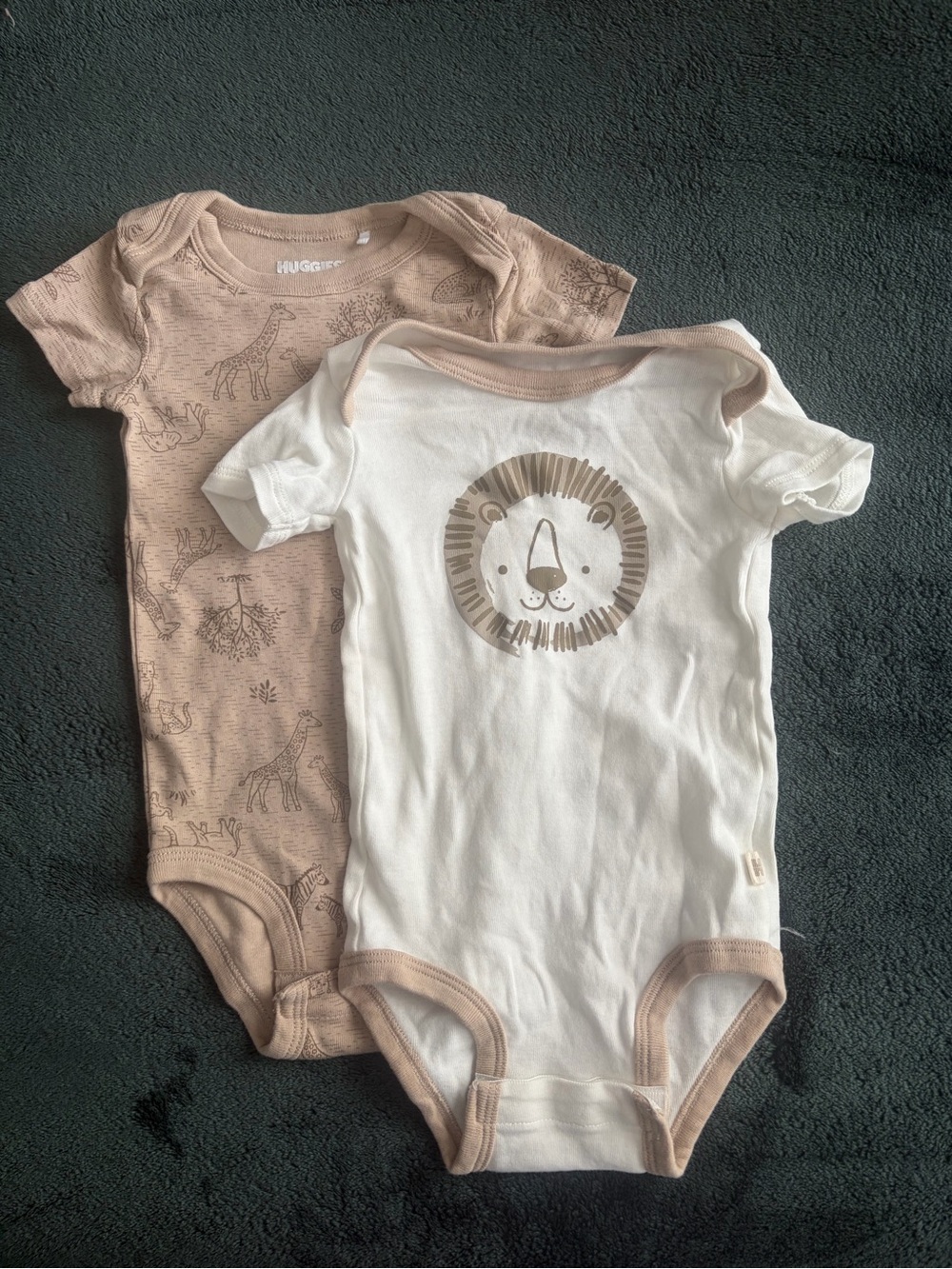 HUGGIES Baby One-Piece Bodysuit Duo in Cream and Tan